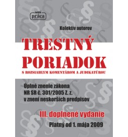 Trestný poriadok s rozsiahlym komentárom a judikatúrou