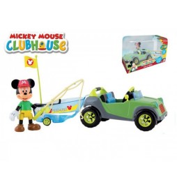 Mickey Mouse Clubhouse auto s rybářským člunem plast 20cm kloubovou figurkou s doplňky v krabičce