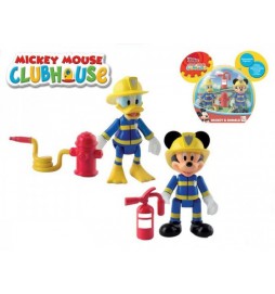 Mickey Mouse a Donald Clubhouse figurky hasiči 2ks kloubové plast 8cm s doplňky v krabičce