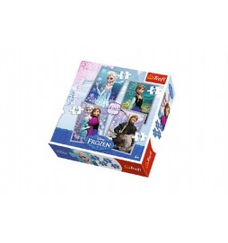 Puzzle 4v1 35, 48, 54, 70 dílků 20,5x28,5cm Ledové království/Disney v krabici 28x28x6cm