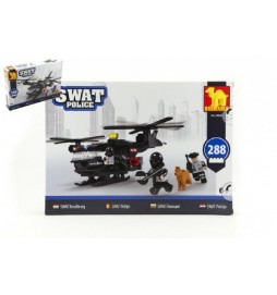 Stavebnice Dromader SWAT Policie Helikoptéra 288ks plast v krabici 35x25x5,5cm
