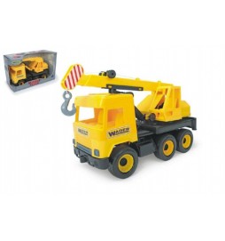 Auto middle Truck jeřáb plast 40cm žlutý v krabici Wader
