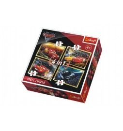 Puzzle 4v1 Auta/Cars 3 Disney v krabici 28x28x6cm