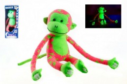 Opice svítící ve tmě plyš 45x14cm růžová/zelená v krabici - Rock David
