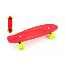 Skateboard 43cm, nosnost 60kg plastové osy, červený, zelená kola