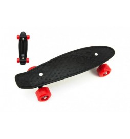 Skateboard 43cm, nosnost 60kg plastové osy, černá, červená kola