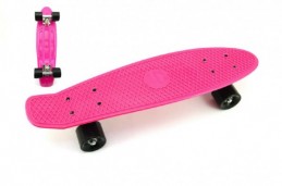 Skateboard 60cm nosnost 90kg, kovové osy, růžová barva, černá kola - Rock David