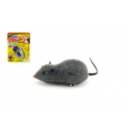 Myš plast 10cm na zpětné natažení na kartě