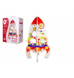 Hrací stůl dřevo edukační raketa 37x62x37cm pro nejmenší v krabici  32x45x20cm