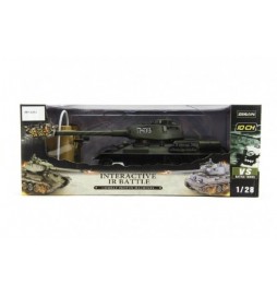 Tank RC plast 33cm T34 27MHz na baterie+dobíjecí pack se zvukem a světlem v krabici 40x15x19cm