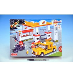 Stavebnice BanBao Čerpací stanice 282ks + 3 figurky v krabici 33x24x6,5cm
