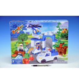 Stavebnice BanBao Policejní stanice 57ks + 3 figurky v krabici 40x30x9cm