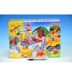 Stavebnice BanBao Staveniště 41ks + 2 figurky v krabici 33x24x10cm