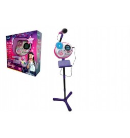 Kidi Superstar růžový mikrofon s efekty 8v1 1,35m plast na baterie v krabici 37x40x14cm