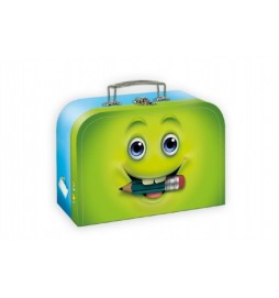 Šitý kufr/kufřík obličej modrozelený 35x23cm