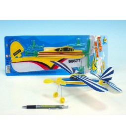 Letadlo pěna/plast/dřevo natahovací 24cm, 2 barvy. na kartě - 1 kus
