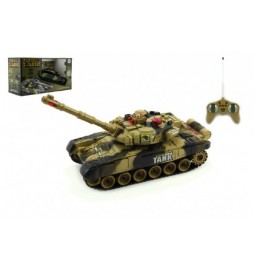 Tank RC plast 25cm s dobíjecím packem+adaptér na baterie asst 2 druhy v krabici