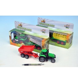 Traktor s vlečkou kov 25cm na baterie se zvukem se světlem; 4 druhy; v krabičce - 1 kus