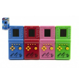 Digitální hra Brick Game Tetris hlavolam plast 14cm na baterie, 4 barvy, na kartě 13x21cm - 1 kus