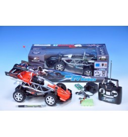 Auto RC Buggy plast 30cm 27MHz plná funkce na baterie s adaptérem a packem 2 barvy v krabici - 1 kus