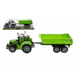 Traktor s vlekem a výklopkou plast 35cm asst 3 barvy na setrvačník v blistru