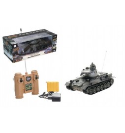 Tank RC plast 33cm T-34 27MHz na baterie+dobíjecí pack se zvukem a světlem v krabici 40x15x19cm