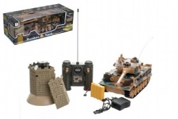 Tank RC plast 33cm + otočná věž na baterie+dobíjecí pack se zvukem a světlem v krabici 51x17x19cm - Rock David