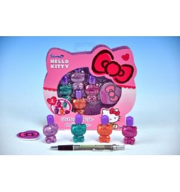 Sada laků na nehty Hello Kitty 5cm 4ks + flitry + pilník v krabičce