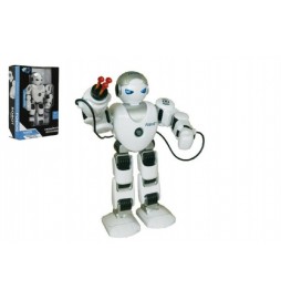 Robot RC FOBOS Bojovník chodící plast 40cm na baterie a USB připojení v krabici 31x44x13cm CZ design