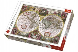 Puzzle Mapa Světa rok 1630 2000 dílků 96x68cm v krabici 40x27x6cm - Rock David
