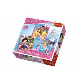 Puzzle 3v1 Princezny Disney 20x19,5cm v krabici 28x28x6cm