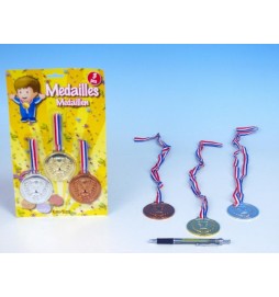 Medaile plast 6cm,t 3 barvy, 3ks na kartě