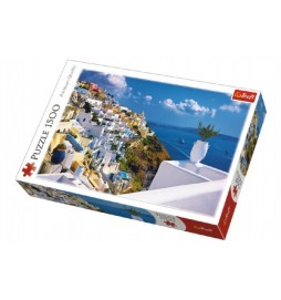 Puzzle Ostrov Santorini, Řecko 1500 dílků 85x58cm v krabici 40x26x6cm