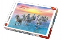 Puzzle Cválající bílé koně 500 dílků 48x34cm v krabici 40x27x4,5cm - Rock David