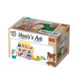 Noemova archa loďka se zvířátky 18ks dřevěná Wooden Toys v krabici 26,5x16x15cm 2+