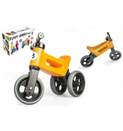 Odrážedlo oranžové FUNNY WHEELS 2v1 výška sedadla nastavitelná 28/31cm nosnost 50kg 18m+ v krabici