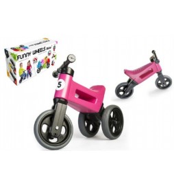 Odrážedlo růžové FUNNY WHEELS 2v1 výška sedadla nastavitelná 28/30 cm nosnost 25 kg 18m+ v krabici