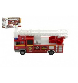 Auto hasiči městské služby plast 17cm na baterie se zvukem se světlem v krabici 19x10x7cm
