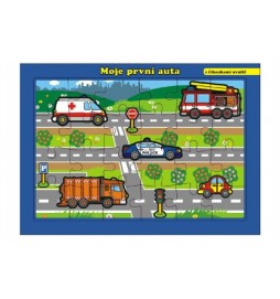 Puzzle deskové Moje první auta s říkankami 26x17cm 24 dílků