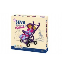 Stavebnice Seva Rodina Kočárek plast 293 dílků v krabici 35x33x5cm 4+