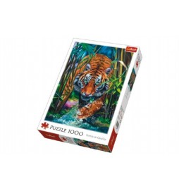 Puzzle Dravý Tygr 1000 dílků 48x68cm v krabici 40x27x6cm