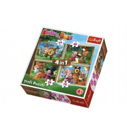 Puzzle 4v1 Máša a Medvěd Lesní Dobrodružství v krabici 28x28x6cm