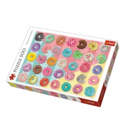 Puzzle Donuts koblihy 500 dílků 48x34cm v krabici 40x27x4,5cm