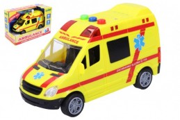 Auto ambulance záchranáři plast 14,5cm na baterie se světlem a zvukem v krabici 18,5x12,5x9cm - Rock David