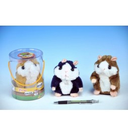 Křeček opakující; plyš 12cm na baterie v plastové krabičce
