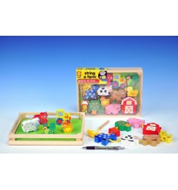 Provlékačka Farma zvířátka dřevo 14ks v krabičce 24,5x19cm