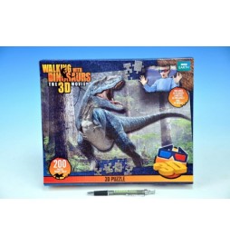 Puzzle Dinosaurus 3D 200 dílků + 3D brýle v krabici