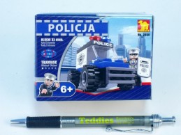 Stavebnice Dromader Policie Auto 23101 33ks v krabici 9,5x7x4,5cm - Rock David