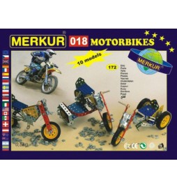 Stavebnice MERKUR 018 Motocykly 10 modelů 182ks v krabici 26x18x5cm