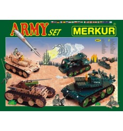 Stavebnice MERKUR Army Set 657ks 2 vrstvy v krabici 36x27x5,5cm